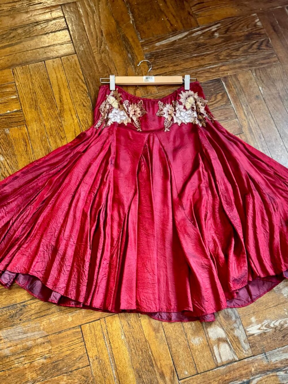 FLASH SALE only 8/15-8/16 Vintage Free People Dark Red A-Line Flowy Midi Skirt - Picture 2 of 13